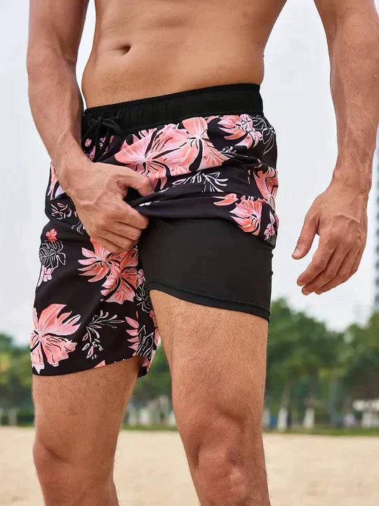 Strandshorts mit Sommerprint und Unterstreichung | Venison