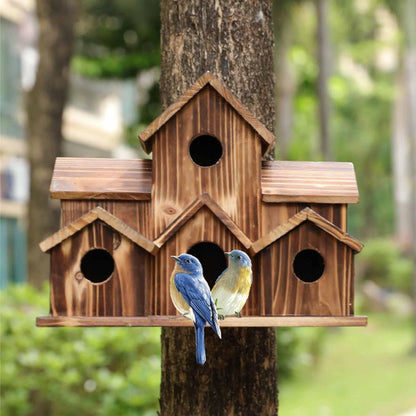 Handgefertigtes Vogelhaus mit 6 Löchern - Gardinen