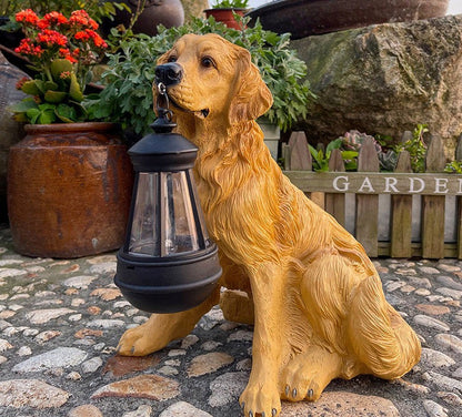 Solarbetriebene Hundestatue mit LED-Beleuchtung - Puppu