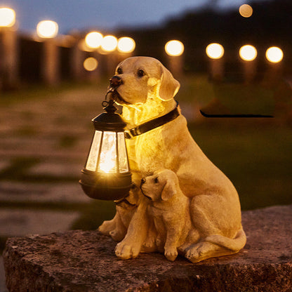 Solarbetriebene Hundestatue mit LED-Beleuchtung - Puppu