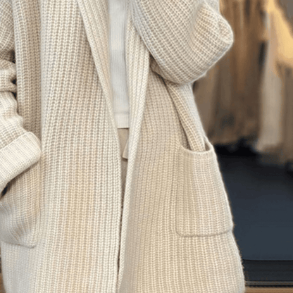 Weißer Einfarbiger Langärmeliger Cardigan | Sheby