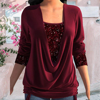 Zweiteilige Bluse mit Pailletten-Attrappe | Kricha