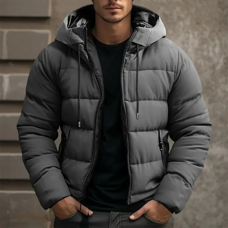 Herren Puffer Jacke mit Kapuze und Reißverschlusstaschen - Winterjacke | Brenton