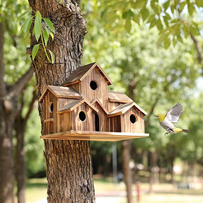 Handgefertigtes Vogelhaus mit 6 Löchern - Gardinen