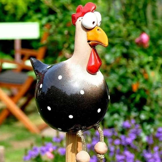 Gartendeko Huhn | Gartenstecker aus hochwertigen Materialien - Einzigartigster Blickfang des Jahres