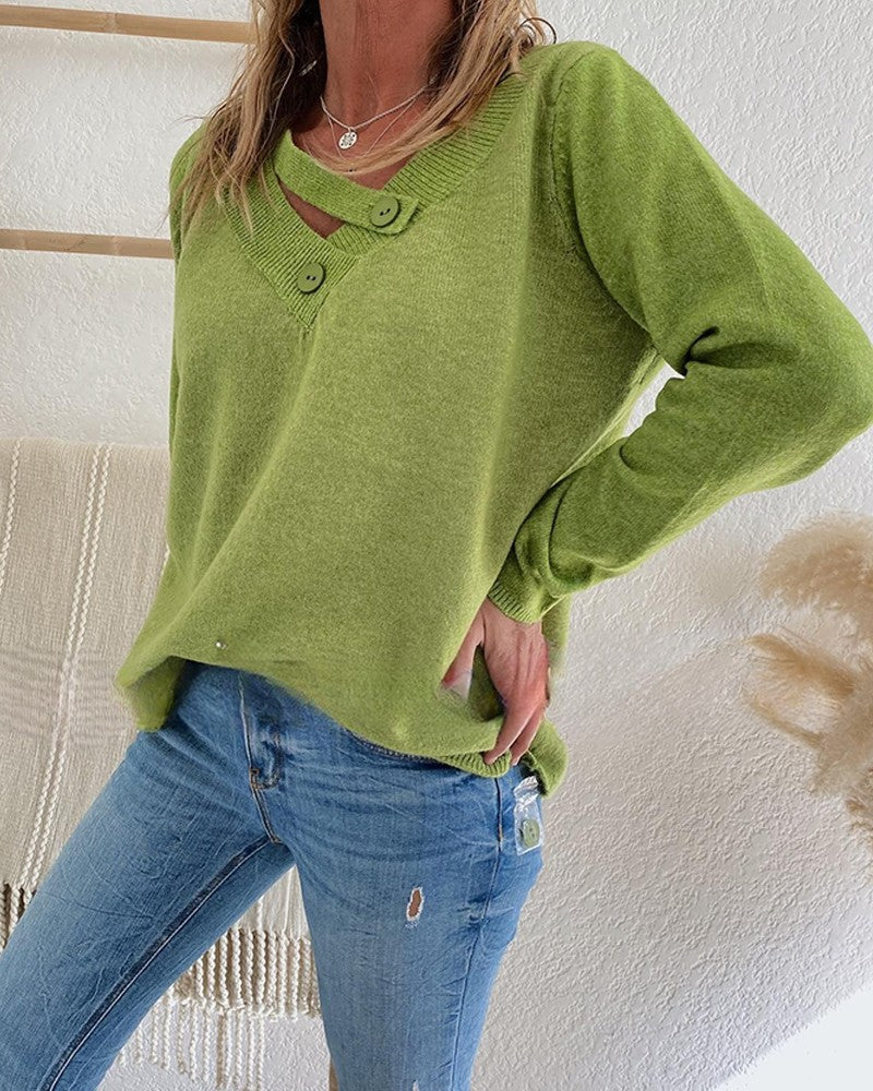 Bevelyn | Asymmetrisch geschnittener Pullover mit Knopfverschluss