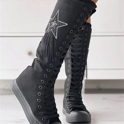 Schnür-Long-Sneaker-Stiefel für Damen | Charitoni