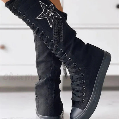 Schnür-Long-Sneaker-Stiefel für Damen | Charitoni