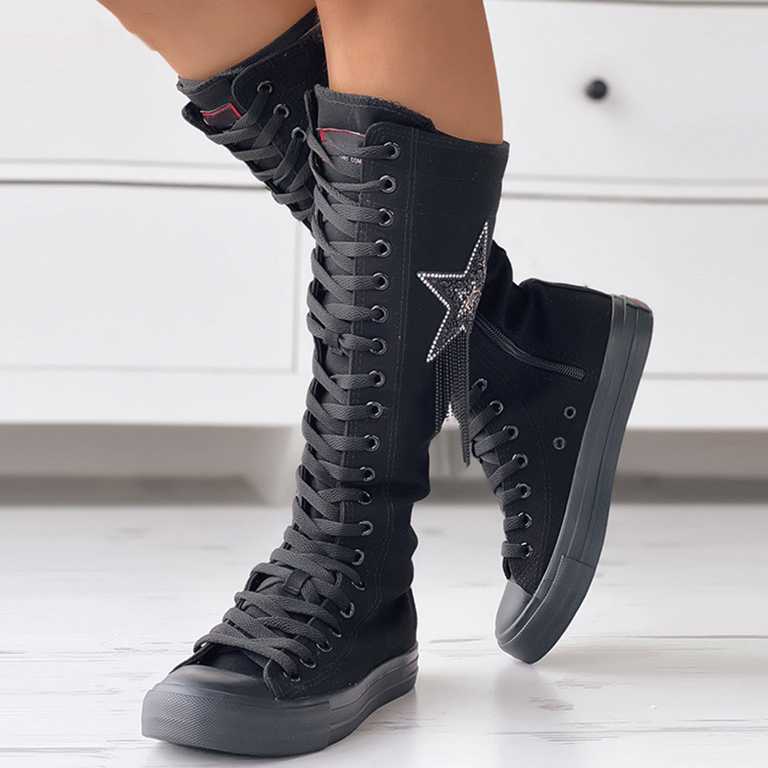 Schnür-Long-Sneaker-Stiefel für Damen | Charitoni