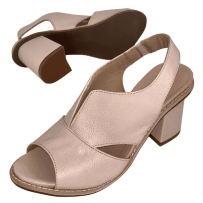 LeatherLux | Damen-Ledersandalen mit klobigem Absatz