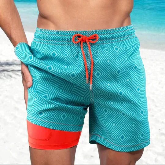 Strandshorts mit Sommerprint und Unterstreichung | Venison