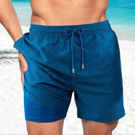 Strandshorts mit Sommerprint und Unterstreichung | Venison