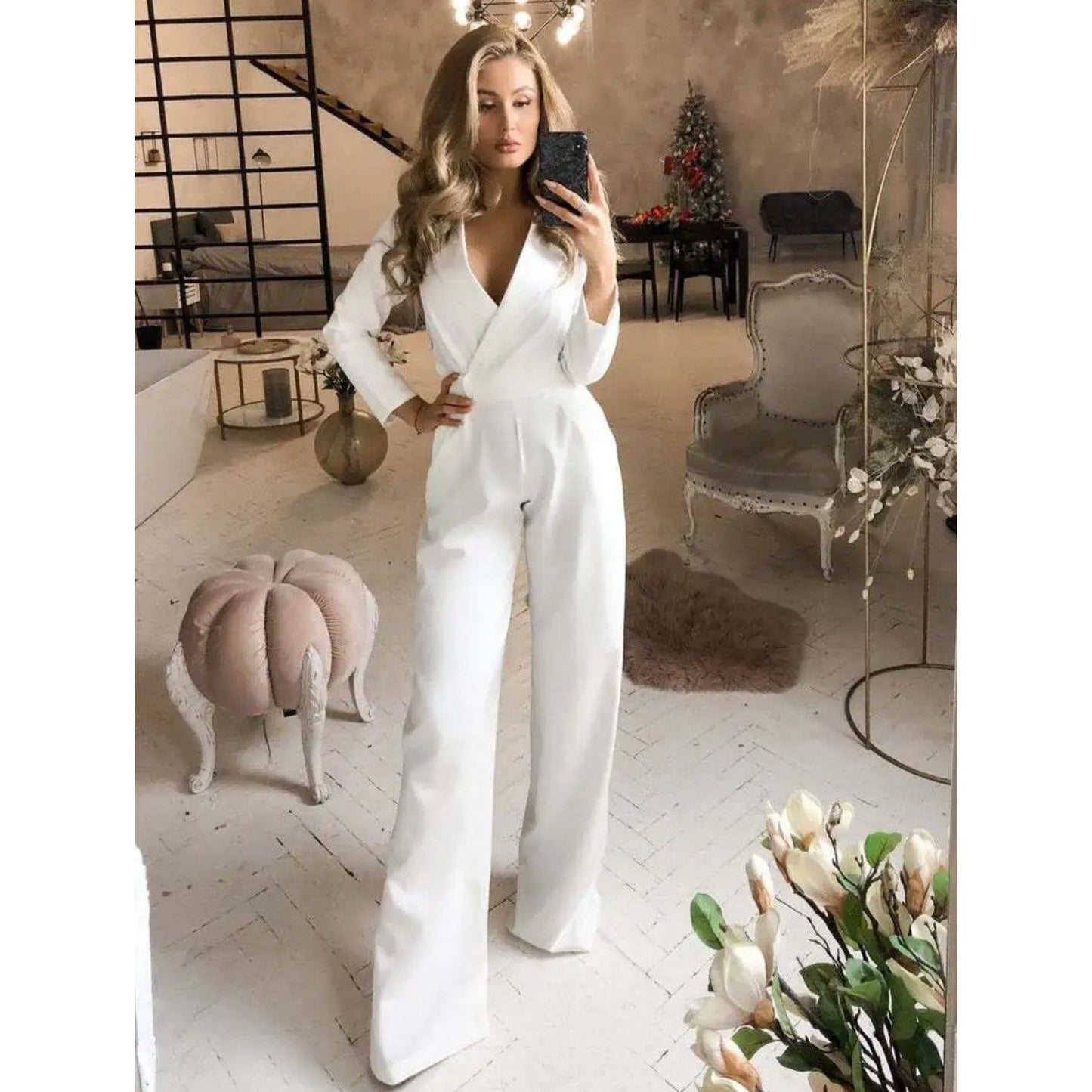 Eleganter Jumpsuit mit weitem Bein und Kragen | Rhonda