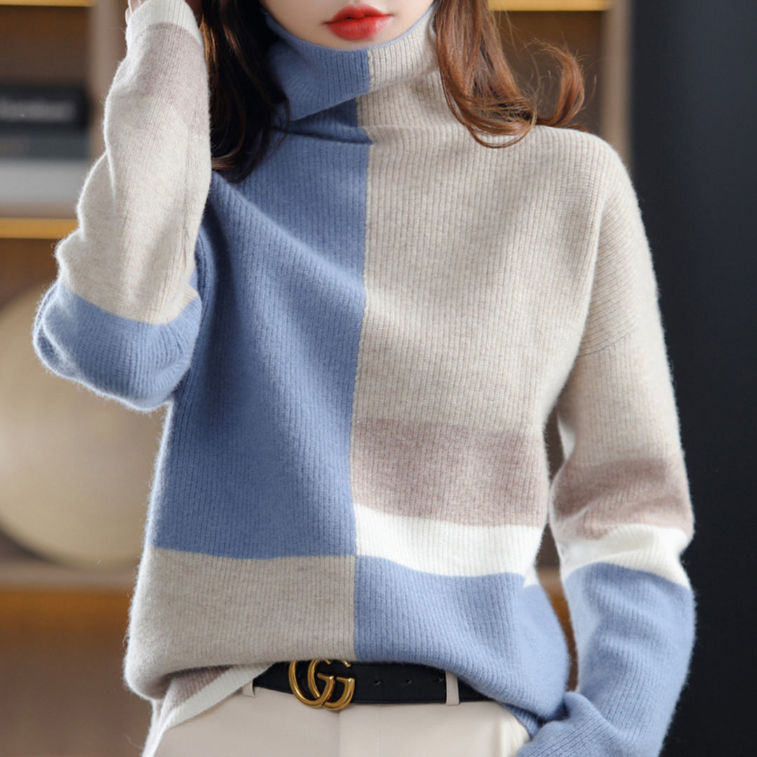 Desirae | Colorblock-Rollkragenpullover für Damen