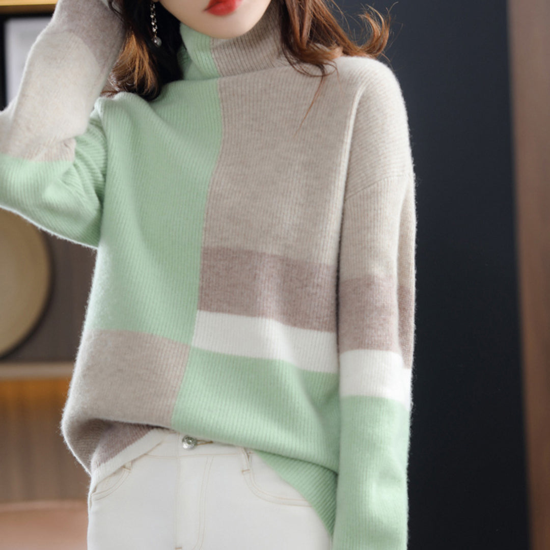 Desirae | Colorblock-Rollkragenpullover für Damen