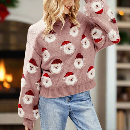 Weihnachts-Fuzzy-Strickpullover für Damen | Chenny