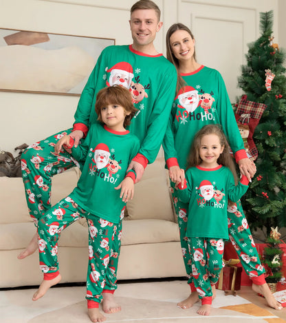 2024 Winter-Familien-Weihnachtspyjama-Set mit Rentier-Print | Rein