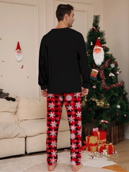 2024 Cartoon Elch Print Weihnachten Familie passende Pyjamas Set | Remino