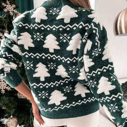 Winter 2024 Damen Strickpullover mit Weihnachtsbaum-Print | Verina