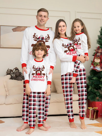 2024 Winter-Familien-Weihnachtspyjama-Set mit Rentier-Print | Rein