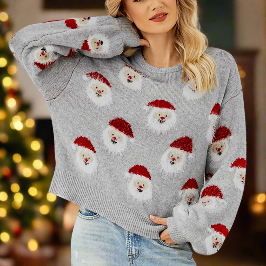 Weihnachts-Fuzzy-Strickpullover für Damen | Chenny