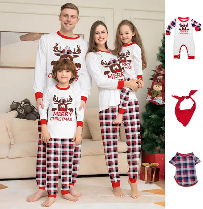 2024 Winter-Familien-Weihnachtspyjama-Set mit Rentier-Print | Rein