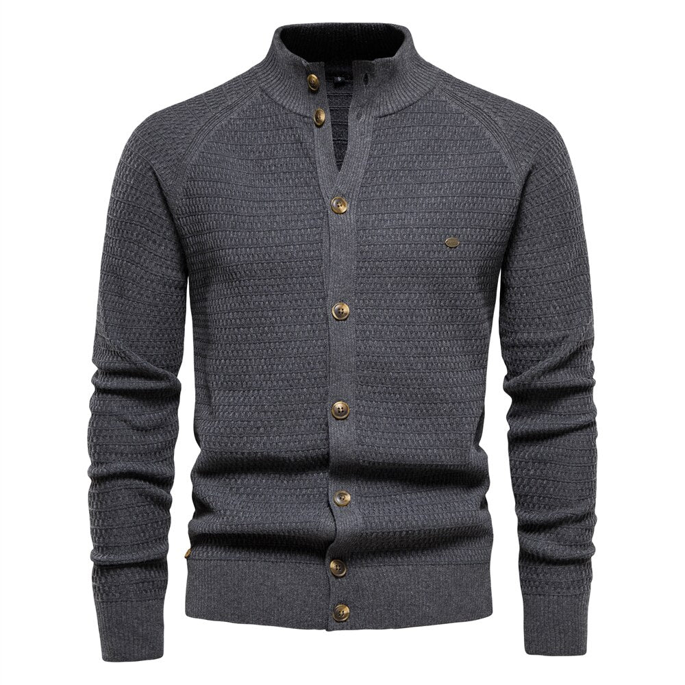 Juan | Herren Cardigan mit Knöpfen und Mock Neck