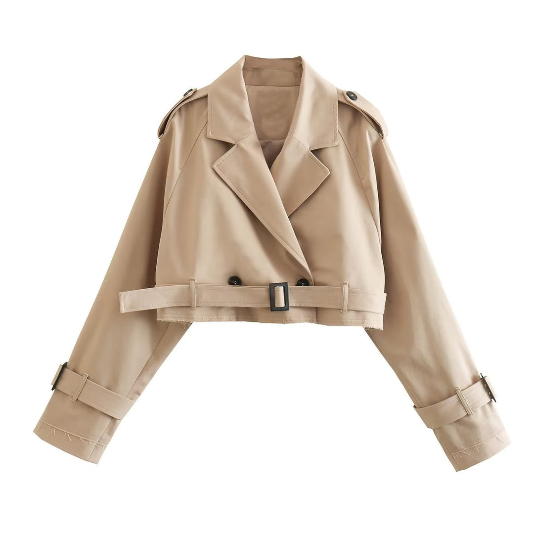 Kurzer trendiger Trenchcoat beige für Damen | Gyra