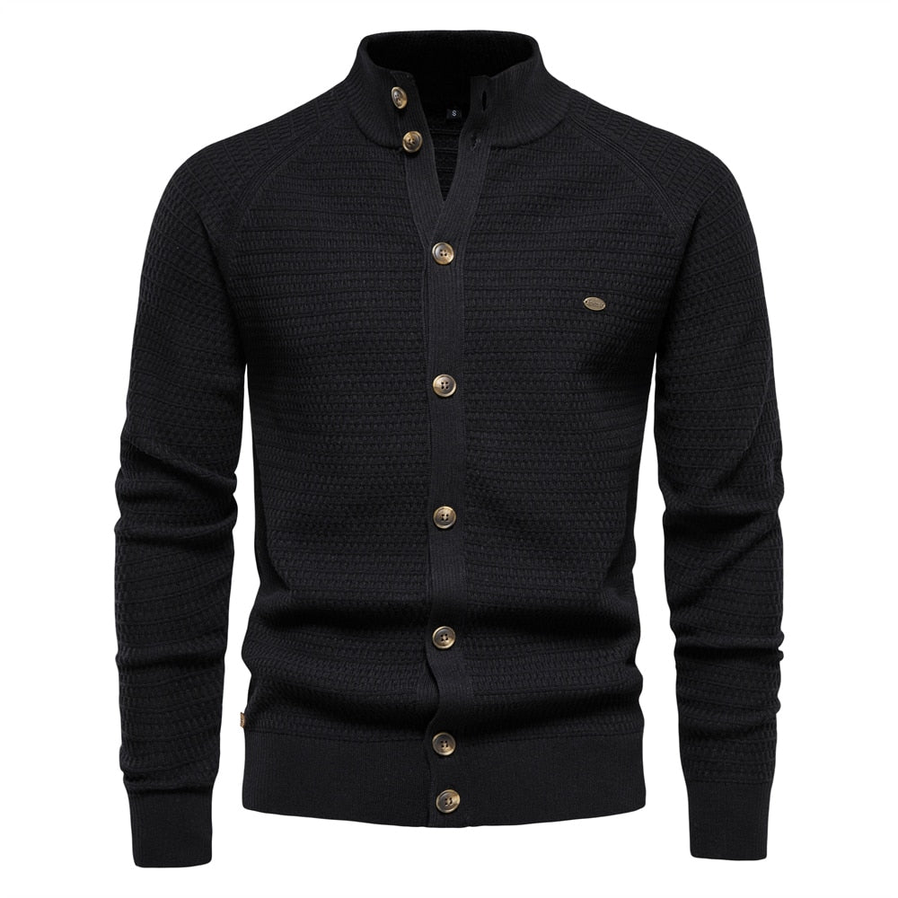 Juan | Herren Cardigan mit Knöpfen und Mock Neck