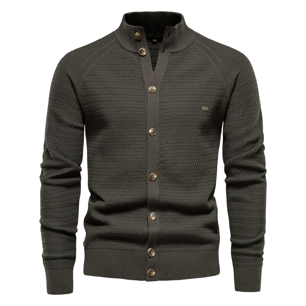 Juan | Herren Cardigan mit Knöpfen und Mock Neck