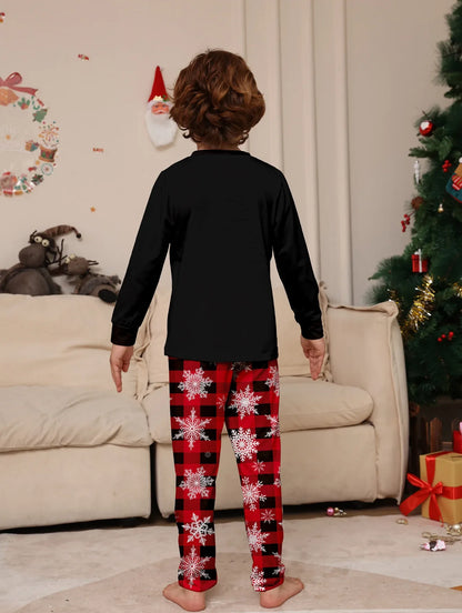 2024 Cartoon Elch Print Weihnachten Familie passende Pyjamas Set | Remino