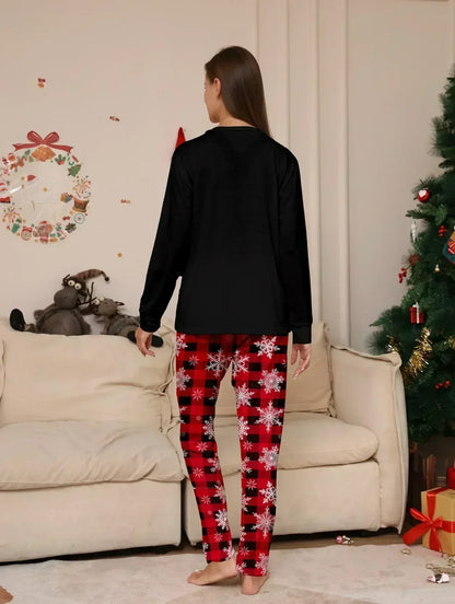 2024 Cartoon Elch Print Weihnachten Familie passende Pyjamas Set | Remino