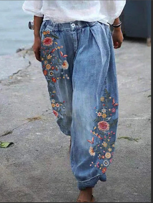 Florana | Wide leg floral jeans