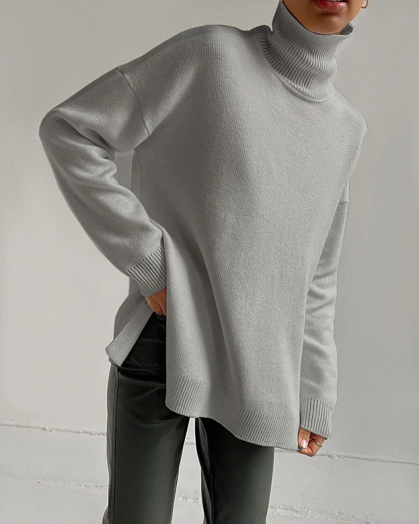 Sutton | Rollkragenpullover mit Seitenschlitzen