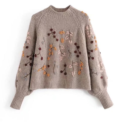 Emilia | Vintage-Chic-Strickpullover mit Blumenmuster