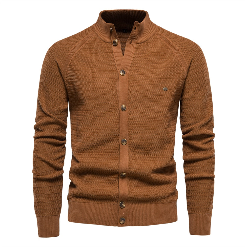 Juan | Herren Cardigan mit Knöpfen und Mock Neck