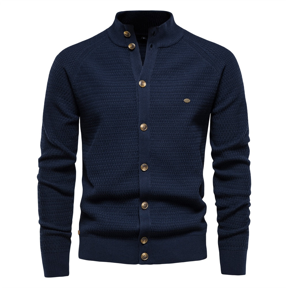 Juan | Herren Cardigan mit Knöpfen und Mock Neck