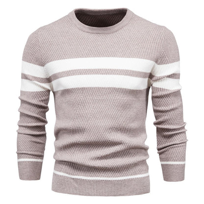 Leonardo | Herren Pullover mit Rundhalsausschnitt und warmem Patchwork