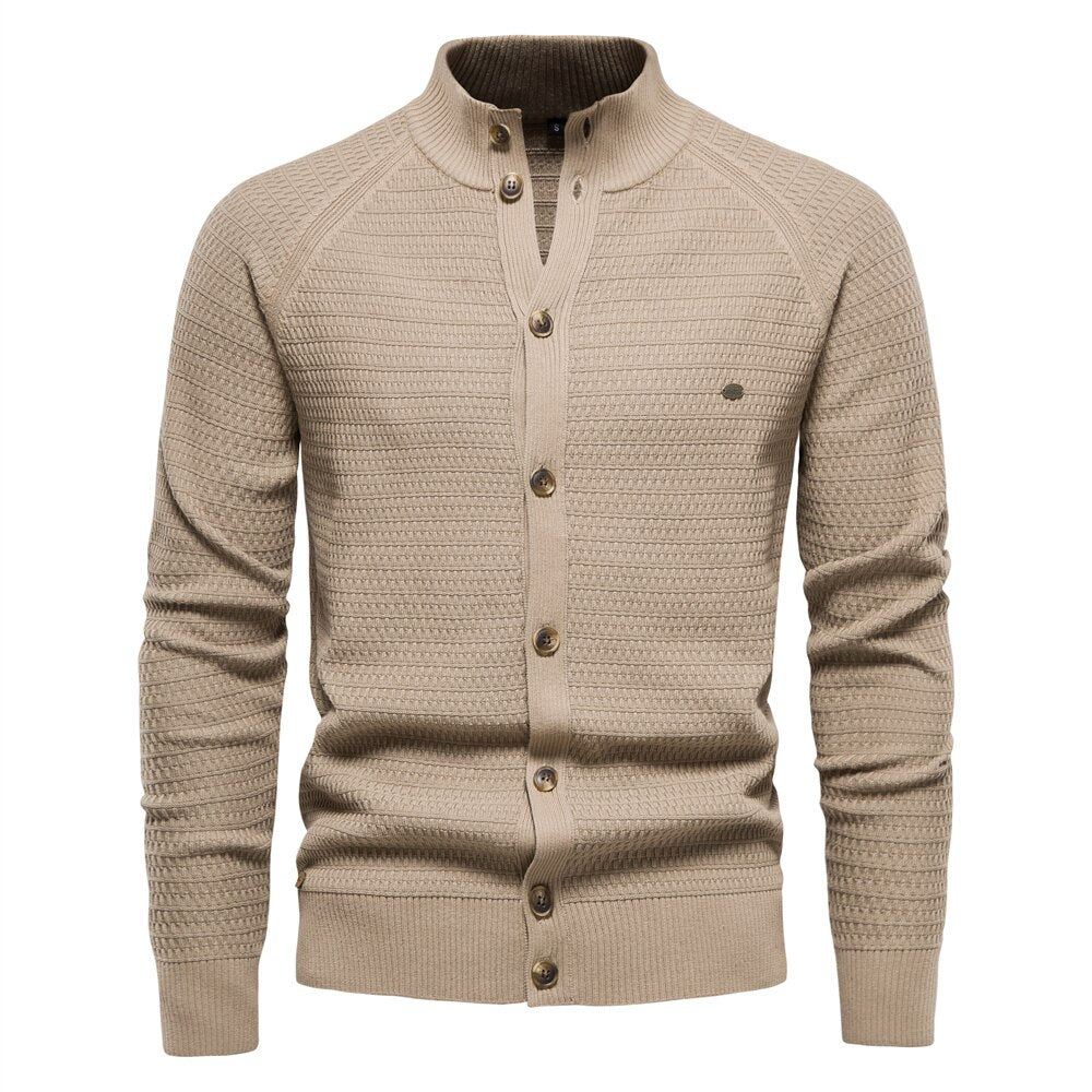 Juan | Herren Cardigan mit Knöpfen und Mock Neck