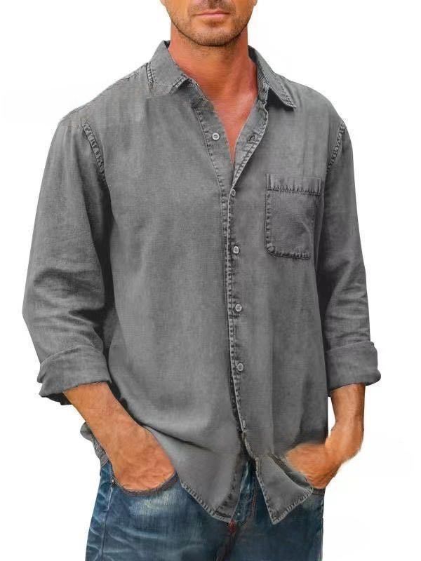 Dermel | Baumwoll-Denim-Langarmshirt für Herren