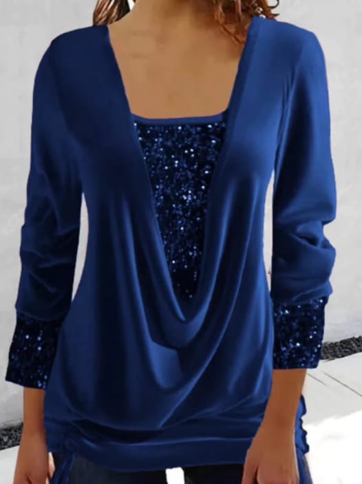 Zweiteilige Bluse mit Pailletten-Attrappe | Kricha