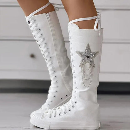 Schnür-Long-Sneaker-Stiefel für Damen | Charitoni