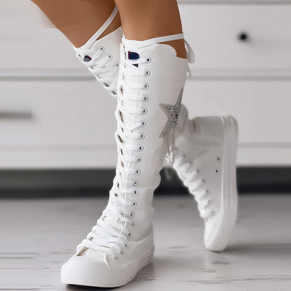 Schnür-Long-Sneaker-Stiefel für Damen | Charitoni