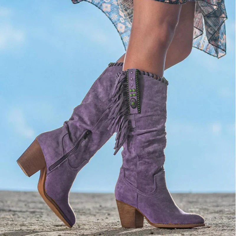 Mona | Stylische hohe Damenstiefel | Cowboy-Stil