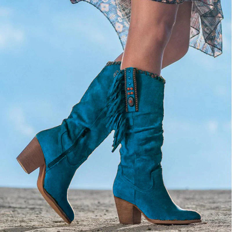 Mona | Stylische hohe Damenstiefel | Cowboy-Stil