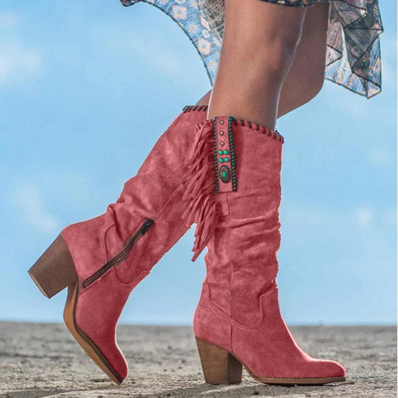 Mona | Stylische hohe Damenstiefel | Cowboy-Stil