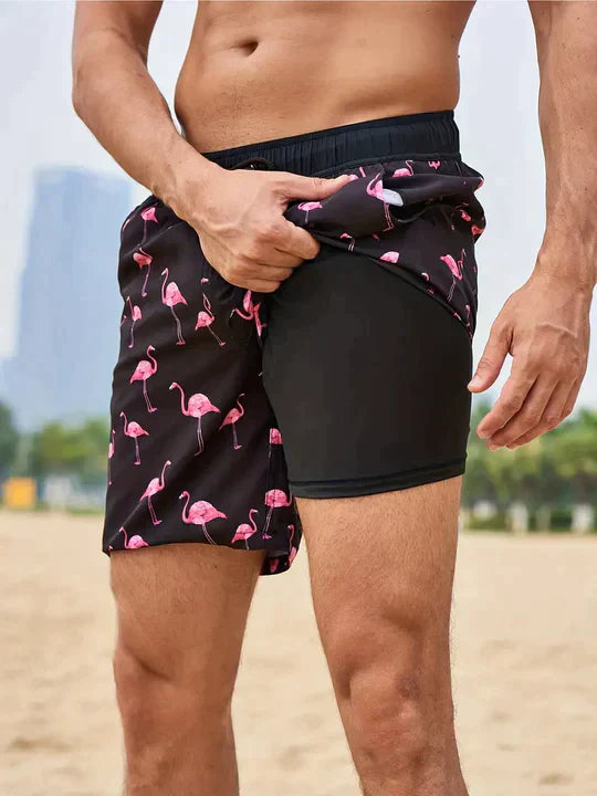 Strandshorts mit Sommerprint und Unterstreichung | Venison