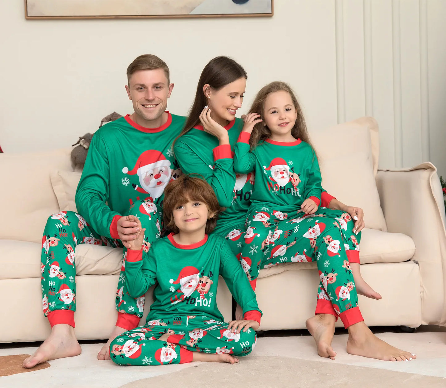 2024 Winter-Familien-Weihnachtspyjama-Set mit Rentier-Print | Rein