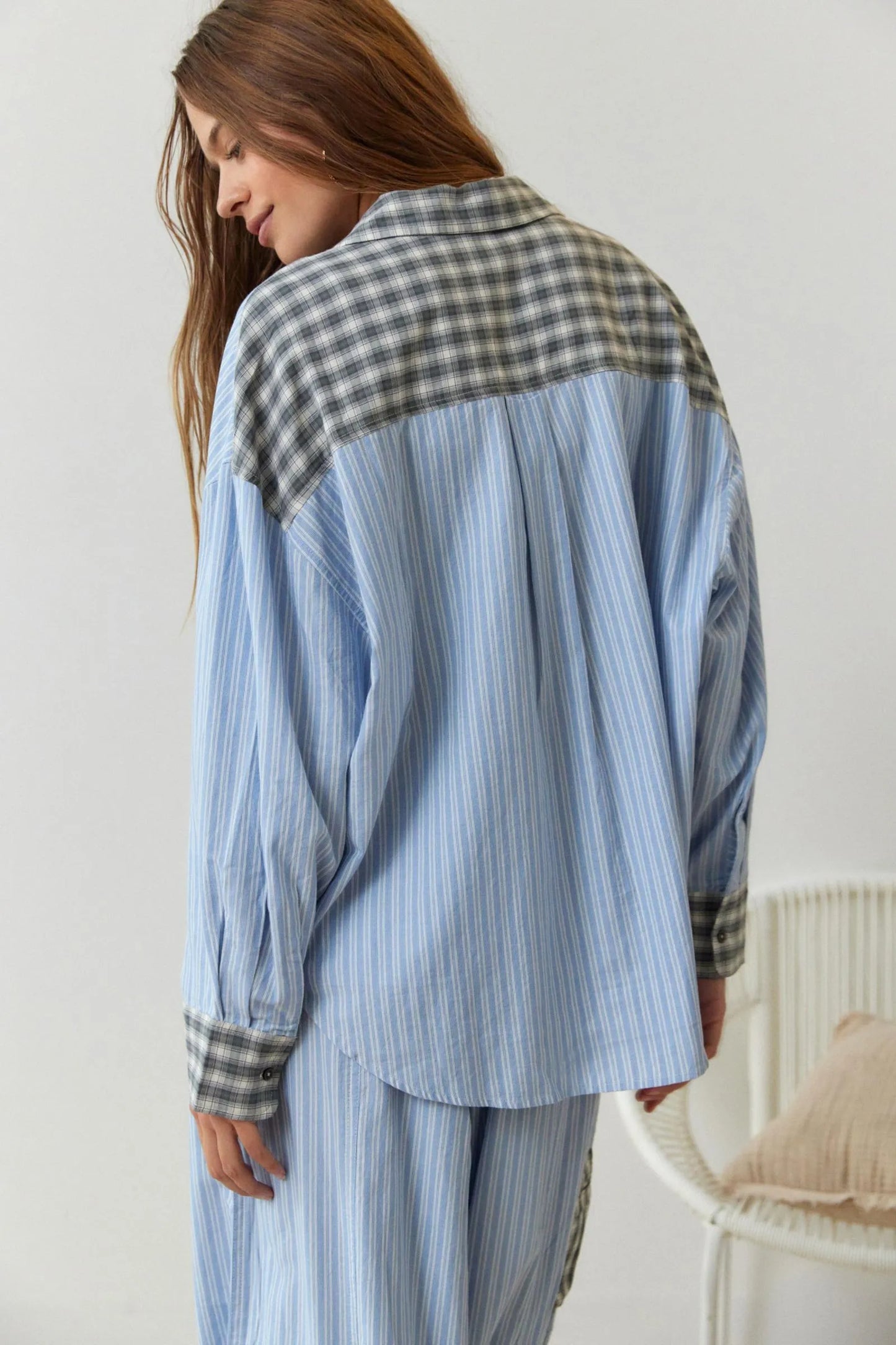 Karierter, zweiteiliger Patchwork-Pyjama | Chidia