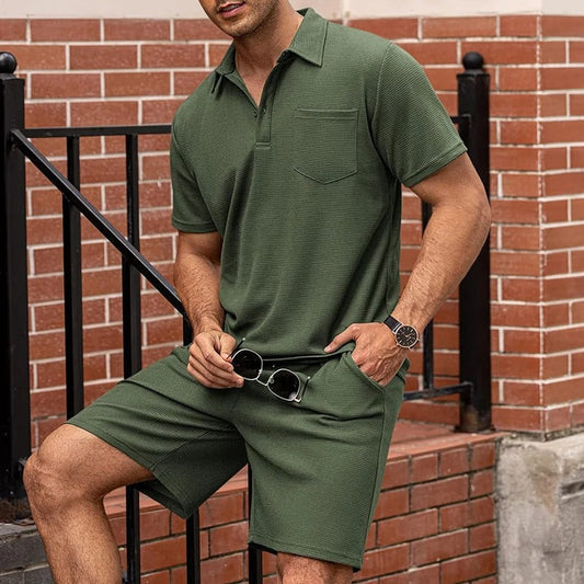 Leonido | Zweiteiliges Set aus Poloshirt mit Karotasche und Shorts